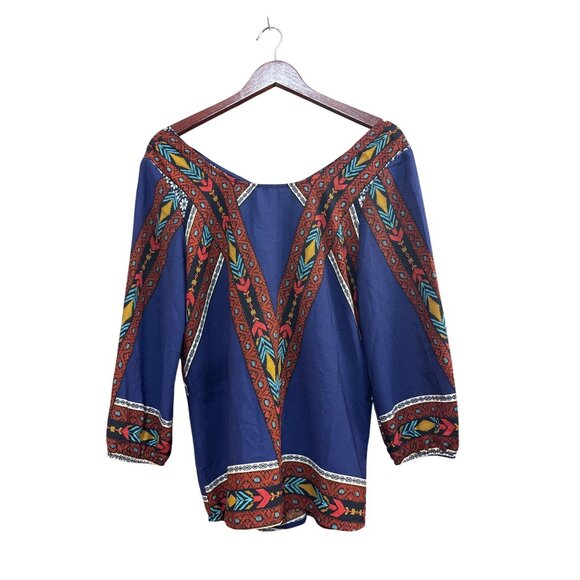 Blue Rain Womens Ethnic Pattern Blouse With Zipper Closure - Picture 1 of 6